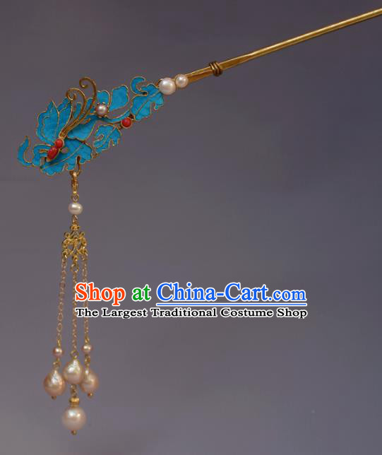 Chinese Ancient Qing Dynasty Hair Accessories Handmade Tian-Tsui Hairpins Hanfu Hair Clip for Women