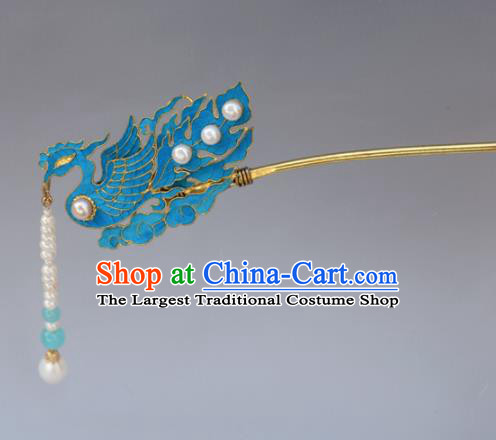 Chinese Ancient Qing Dynasty Tian-Tsui Phoenix Hairpins Handmade Hair Accessories for Women