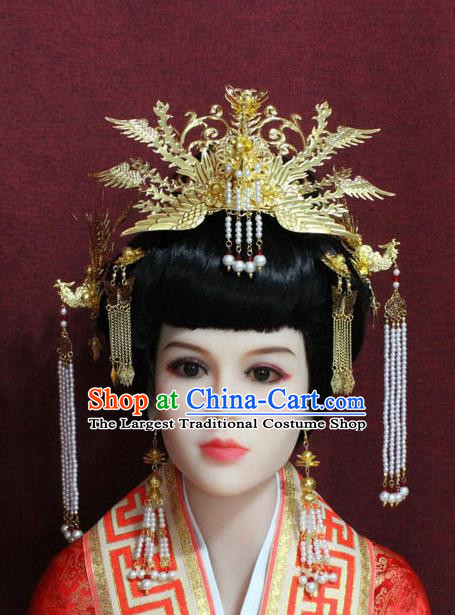 Chinese Handmade Princess Hairpins Ancient Phoenix Coronet Hair Accessories for Women