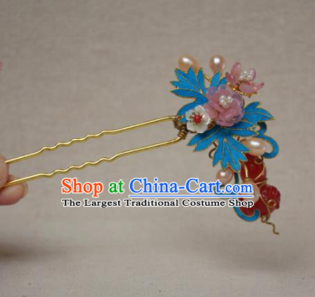 Chinese Qing Dynasty Agate Calabash Flowers Hairpins Hair Accessories Ancient Handmade Hanfu Hair Clip for Women