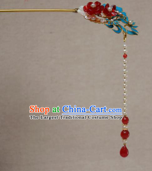 Chinese Qing Dynasty Palace Tassel Hairpins Hair Accessories Ancient Handmade Hanfu Hair Clip for Women