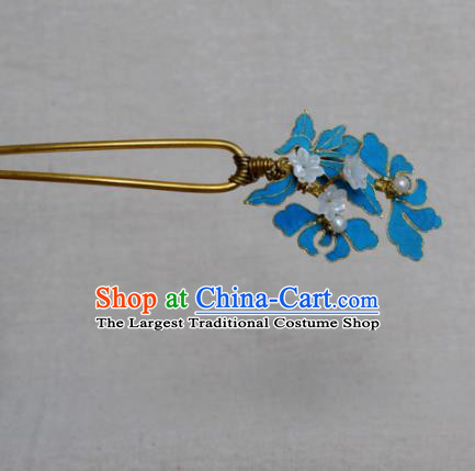 Chinese Handmade Hairpins Hair Accessories Ancient Hanfu Blueing Hair Clip for Women