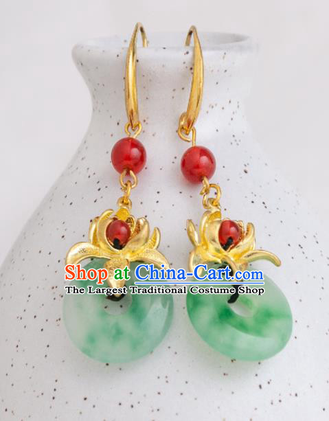 Asian Chinese Traditional Jewelry Accessories Hanfu Peace Buckle Earrings for Women