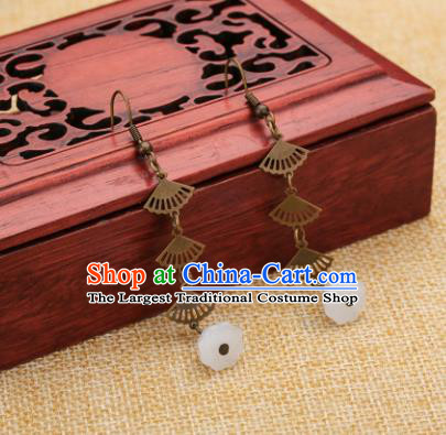 Asian Chinese Traditional Jewelry Accessories Hanfu White Lotus Seedpod Earrings for Women