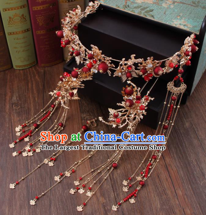 Chinese Ancient Bride Hair Accessories Classical Hair Clasp Hanfu Handmade Hairpins for Women