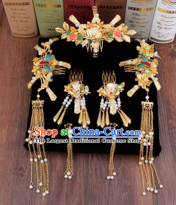 Chinese Ancient XiuHe Suit Hair Accessories Bride Handmade Hair Clips Hairpins for Women