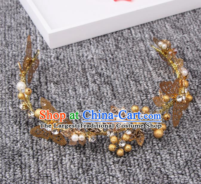 Top Grade Bride Hair Accessories Wedding Golden Butterfly Hair Clasp for Women