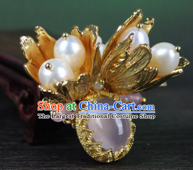 Chinese Ancient Handmade Palace Hanfu Hairpins Hair Accessories Pearls Hair Claw for Women