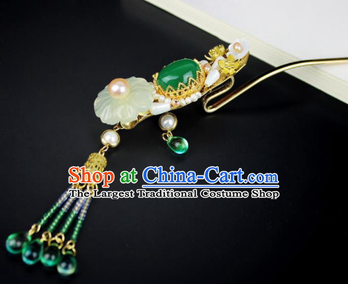 Chinese Ancient Handmade Hanfu Jade Hair Clip Hairpins Hair Accessories for Women