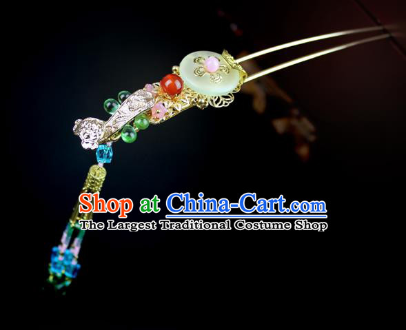 Chinese Ancient Handmade Hanfu Tassel Hair Clip Ebony Hairpins Hair Accessories for Women