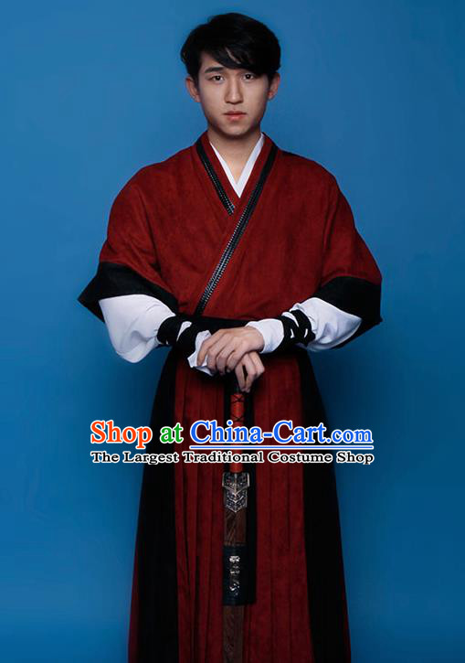 Top Grade Chinese Ancient Costumes Han Dynasty Swordsman Hanfu Clothing for Men