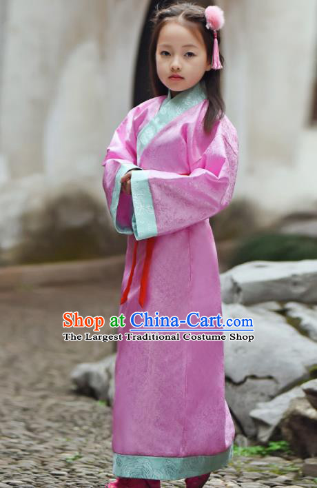 Chinese Ancient Han Dynasty Princess Costumes Traditional Pink Hanfu Dress for Kids