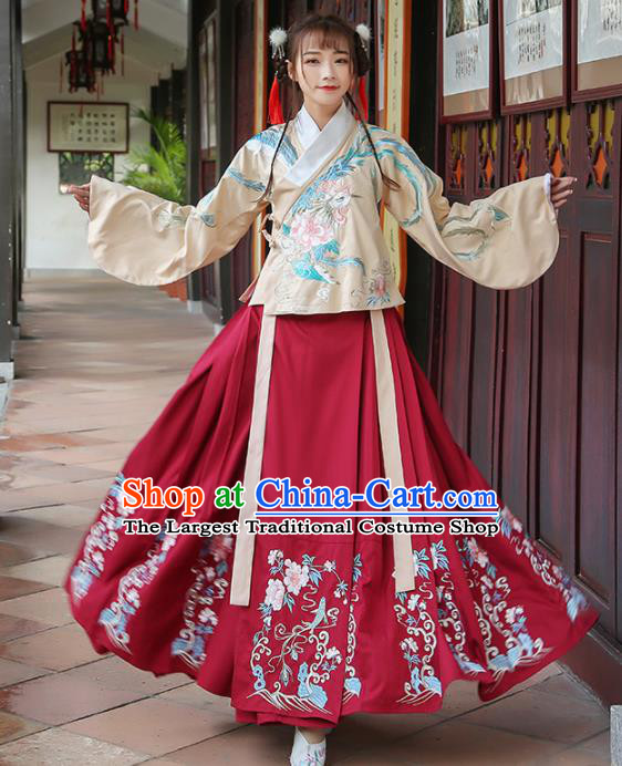 Chinese Ancient Ming Dynasty Princess Embroidered Costumes for Rich Women