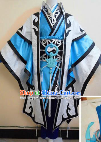 Asian Chinese Cosplay Taoist Customized Costume Ancient Swordsman Clothing for Men