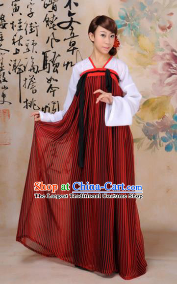 Traditional Chinese Tang Dynasty Palace Dance Costume Ancient Princess Red Hanfu Dress for Women