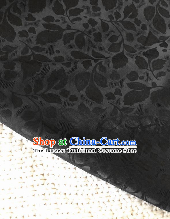 Asian Chinese Traditional Fabric Classical Pattern Black Brocade Cheongsam Cloth Silk Fabric