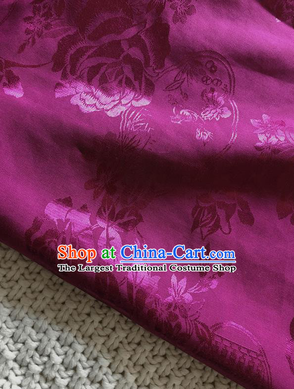 Asian Chinese Traditional Fabric Classical Pattern Rosy Brocade Cheongsam Cloth Silk Fabric