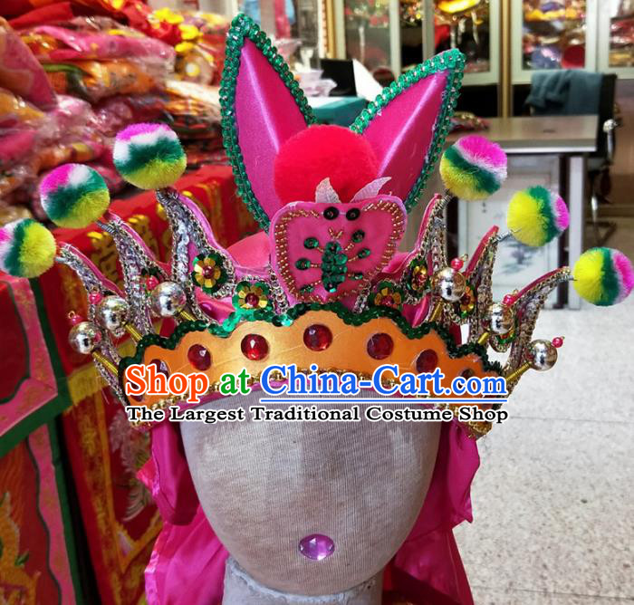 Traditional Chinese Beijing Opera Hair Accessories Female General Headwear Hat for Kids