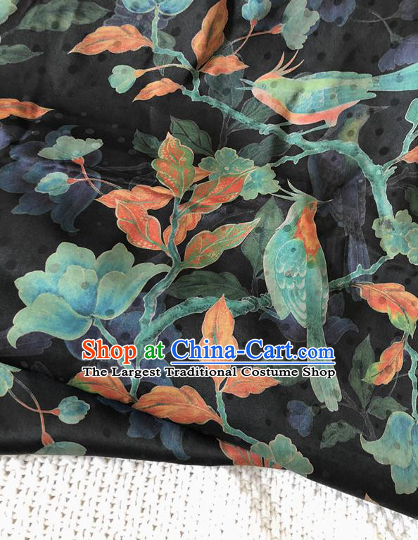 Asian Chinese Traditional Fabric Classical Pattern Black Brocade Cloth Silk Fabric