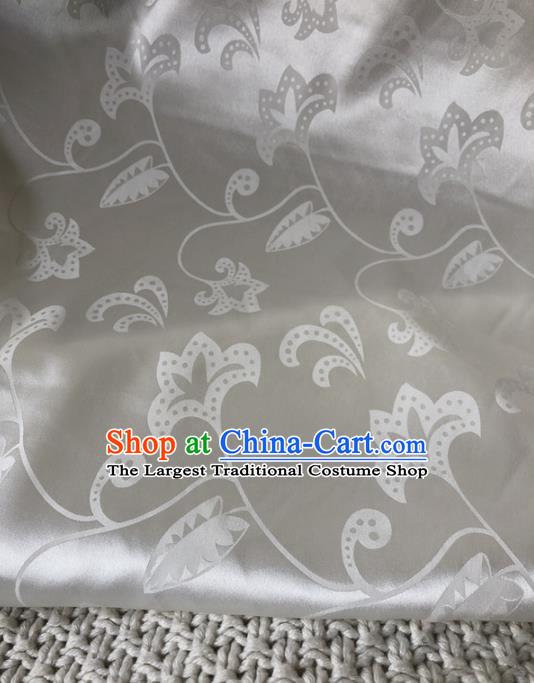 Asian Chinese Traditional Silk Fabric Classical Pattern White Brocade Cheongsam Embroidered Cloth Silk Fabric