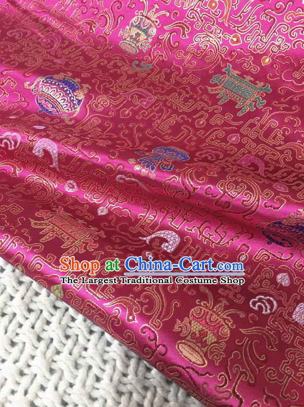 Asian Chinese Traditional Rosy Silk Fabric Royal Pattern Brocade Cheongsam Cloth Silk Fabric