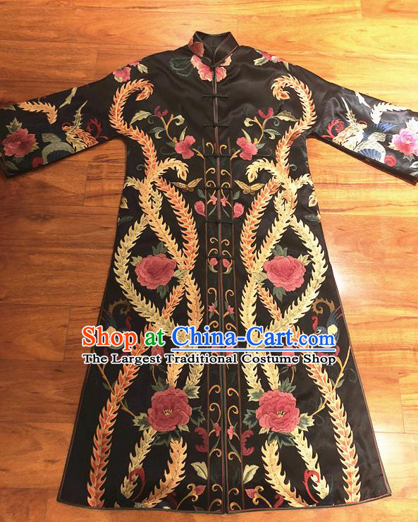 Traditional Chinese Handmade Costume Tang Suit Embroidered Peony Coat for Women