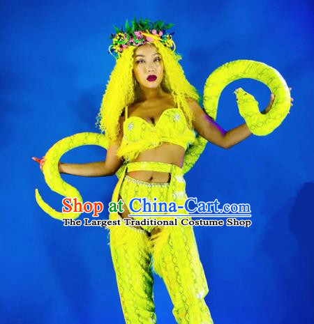 Professional Stage Performance Costume Halloween Cosplay Python Clothing and Headwear for Women