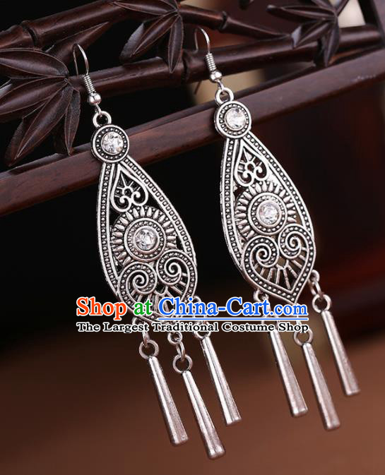 Chinese Traditional Wedding Jewelry Accessories Miao Minority Tassel Earrings for Women