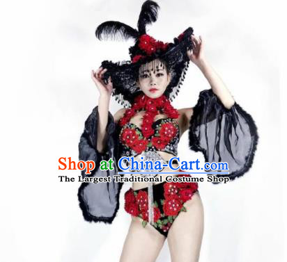 Professional Stage Performance Halloween Costume Brazilian Carnival Swimwear and Headwear for Women