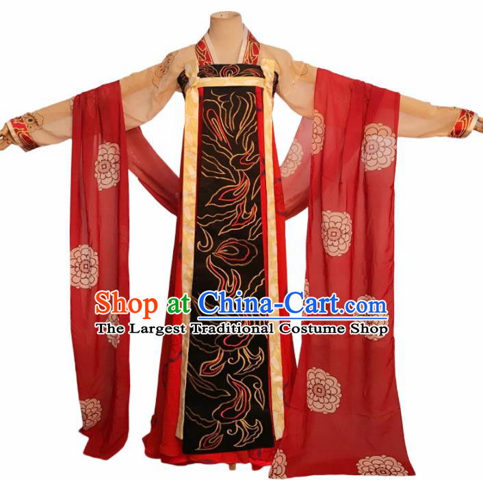 Chinese Tang Dynasty Imperial Consort Embroidered Costume Ancient Fairy Hanfu Dress for Women