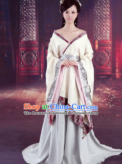 Chinese Han Dynasty Princess Embroidered Costume Ancient Fairy Hanfu Dress for Women