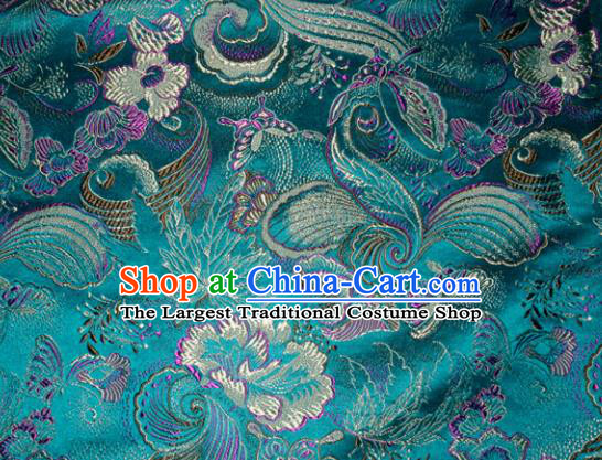 Chinese Traditional Green Silk Fabric Cheongsam Tang Suit Brocade Palace Pattern Cloth Material Drapery