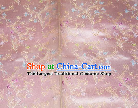 Chinese Traditional Silk Fabric Poplar Blossom Pattern Tang Suit Pink Brocade Cloth Cheongsam Material Drapery