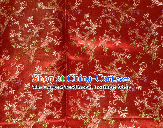 Chinese Traditional Silk Fabric Poplar Blossom Pattern Tang Suit Red Brocade Cloth Cheongsam Material Drapery