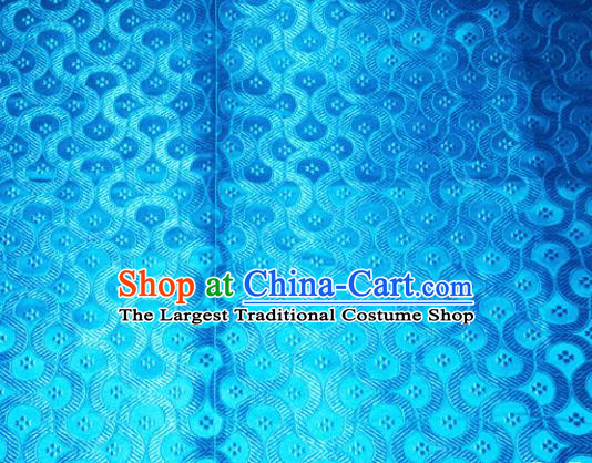 Chinese Traditional Blue Silk Fabric Tang Suit Brocade Cheongsam Classical Pattern Cloth Material Drapery