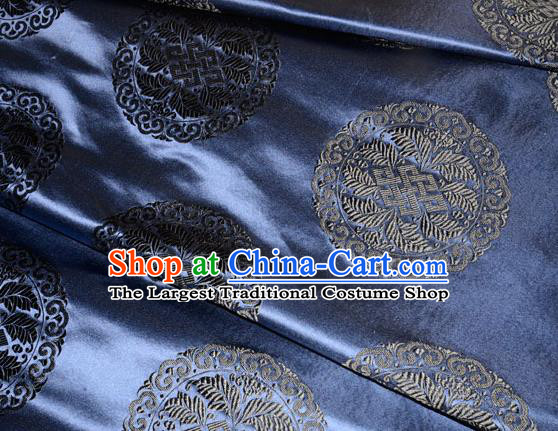 Chinese Traditional Cheongsam Silk Fabric Tang Suit Navy Brocade Classical Round Pattern Cloth Material Drapery