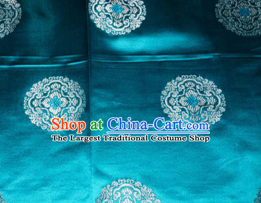 Classical Round Pattern Chinese Traditional Blue Silk Fabric Tang Suit Brocade Cloth Cheongsam Material Drapery