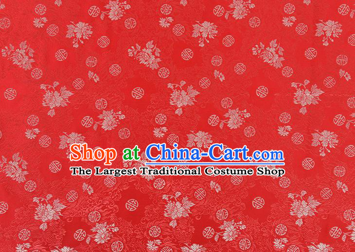 Chinese Traditional Tang Suit Red Brocade Fabric Silk Cloth Cheongsam Material Drapery