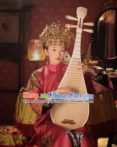 Chinese Ancient Qing Dynasty Ruyi Royal Love in the Palace Imperial Consort Wedding Costumes and Headpiece for Women