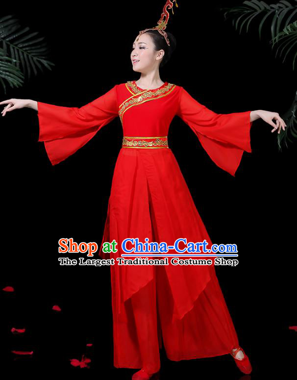 Chinese Classical Dance Yangko Red Costume Traditional Folk Dance Fan Dance Clothing for Women