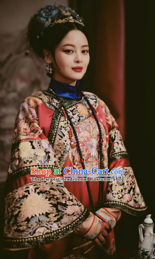 Ruyi Royal Love in the Palace Ancient Chinese Qing Dynasty Imperial Consort Embroidered Costumes and Headpiece Complete Set