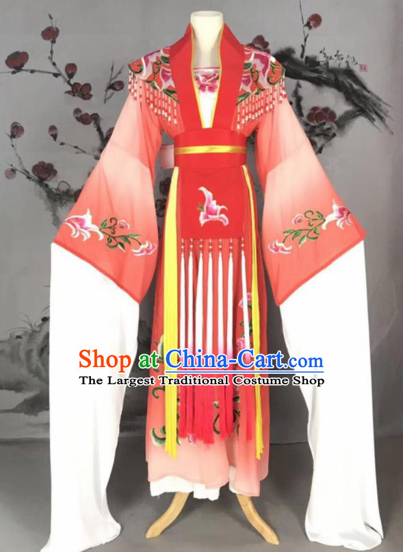 Chinese Traditional Beijing Opera Princess Red Hanfu Dress Peking Opera Diva Water Sleeve Costume for Adults