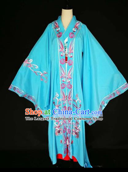 Chinese Traditional Beijing Opera Queen Clothing Peking Opera Actress Blue Costumes for Adults