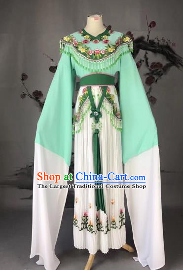 Chinese Traditional Beijing Opera Palace Lady Green Dress Peking Opera Diva Costumes for Adults