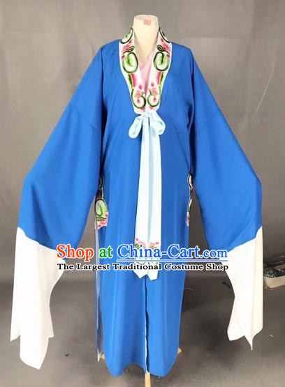 Chinese Traditional Beijing Opera Scholar Costume Peking Opera Niche Blue Robe for Adults