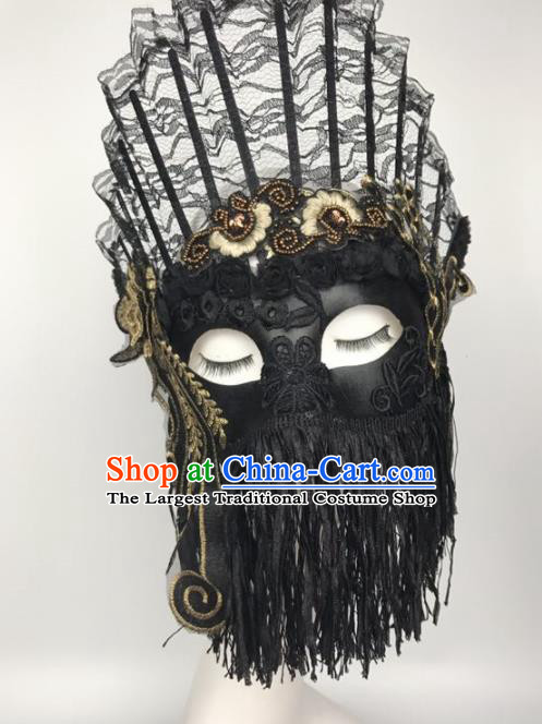 Top Halloween Accessories Brazilian Carnival Catwalks Black Lace Tassel Face Masks for Women