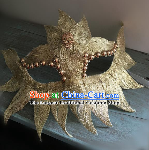 Top Halloween Accessories Brazilian Carnival Catwalks Golden Face Masks for Women