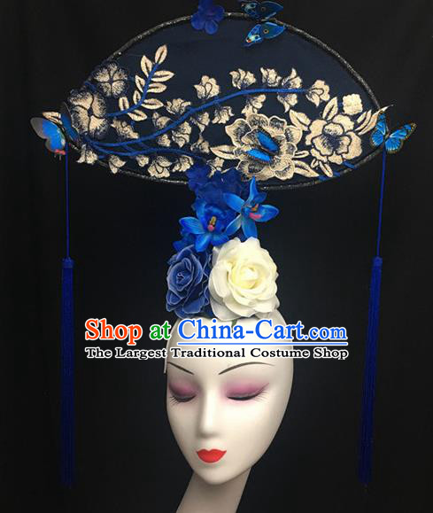 Chinese Stage Show Peony Flowers Hair Accessories Traditional Catwalks Palace Headdress for Women