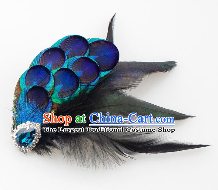 Handmade Peacock Feather Accessories Stage Show Brooch for Women