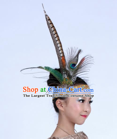 Top Halloween Apache Knight Feather Hair Clasp Carnival Catwalks Primitive Tribe Hair Accessories